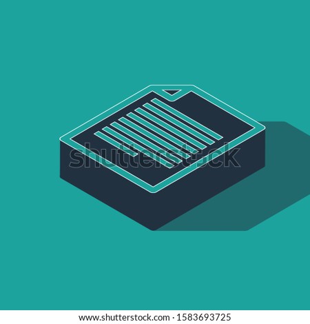 Isometric Document icon isolated on green background. File icon. Checklist icon. Business concept.  