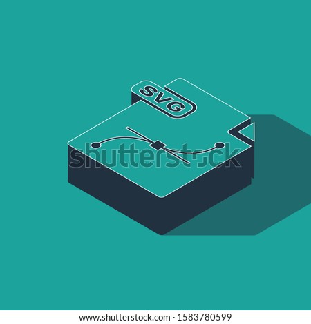 Isometric SVG file document. Download svg button icon isolated on green background. SVG file symbol.  Vector Illustration