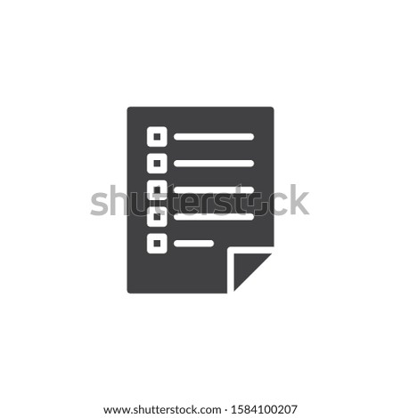 Checklist vector icon. Text file filled flat sign for mobile concept and web design. Questionnaire document glyph icon. Survey symbol, logo illustration. Vector graphics