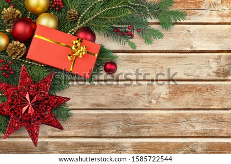 Christmas background in red, gold and green