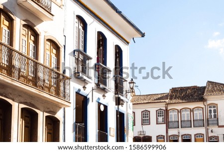 Old houses in a plaza of Ouro Preto