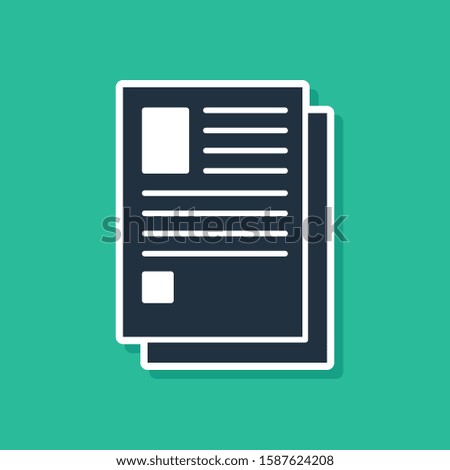 Blue File document icon isolated on green background. Checklist icon. Business concept.  