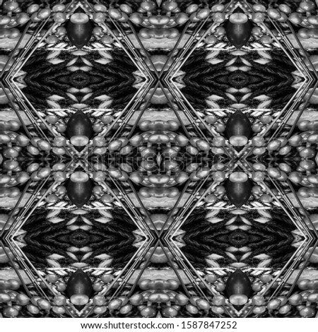Black Vintage Seamless Pattern Tile. Ornamental Geometry. Ornate Tile Background Black Silver Dressing element Old fashion Design. Glamure Kaleidoscope Pattern Floral Pattern. Floral Pattern.