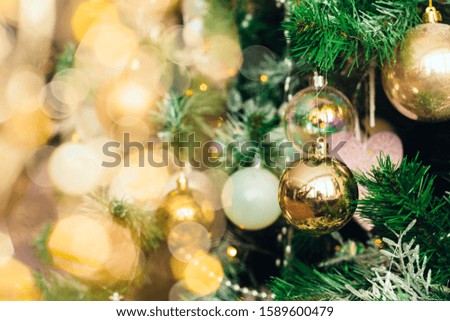 Christmas and New Year decorations with lights. Concept and background.