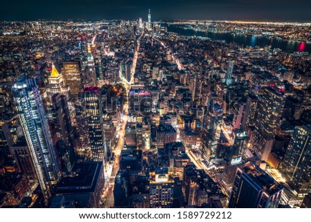 New york night skyline winter