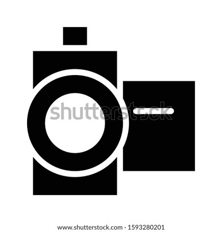 Icon video camera in glyph style. vector illustration and editable stroke. Isolated on white background.