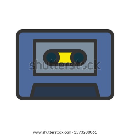 Icon audio cassette in lineal color style. vector illustration and editable stroke. Isolated on white background.