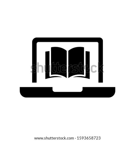 ebook icon, electronic education, online learning  icon in black flat design on white background