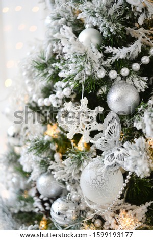 Beautiful christmas tree. Decorations for christmas party. 