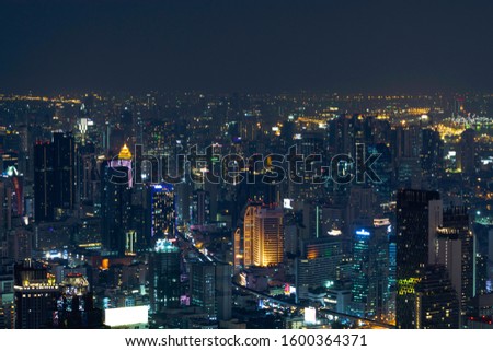 Town of Bangkok at night, top of Baiyok Sky. Thailand
