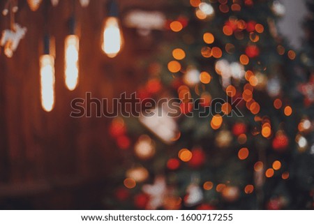 Defocused or blurred christmas tree lights background bokeh