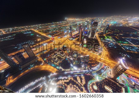 This is the Night View of Dubai Central Area in Dubai, UAE.