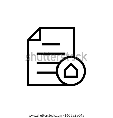 Contract document file home house page real estate icon in outline style on white background, Vector icon