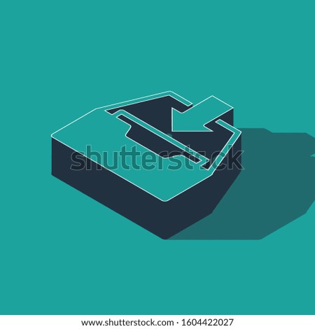 Isometric Download inbox icon isolated on green background. Add to archive.  