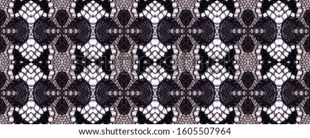 Seamless Embroidered Braid Print. Love Picture for Dress. Endless Border Lace. Wicker Rhombus and Zigzags. White and Black Color.