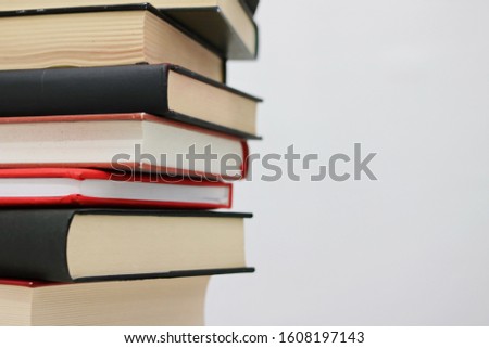 Books on the table with white background