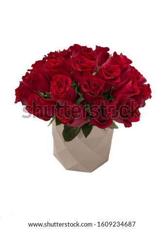 Bouquet of red roses on a pure white background