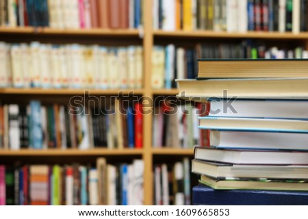 Books on the table in public library