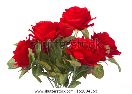 Artificial rose bouquet on white background