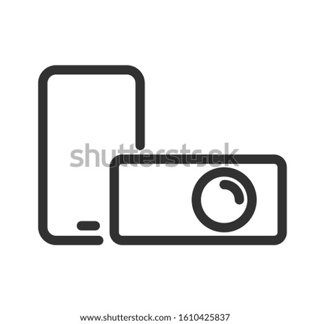 smartphone and projector, linear icon. Editable stroke