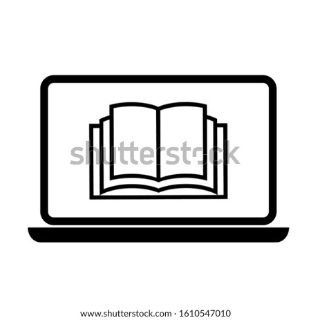 book on laptop screen icon