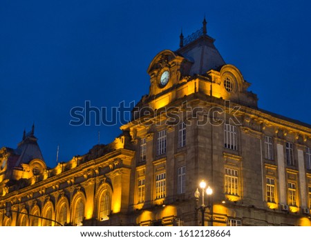 historic Porto building in bright night