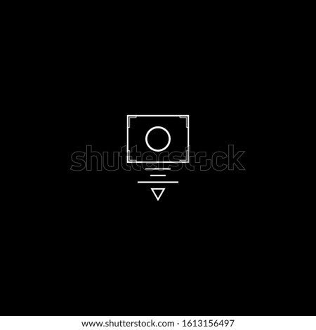 camera photography logo icon vector template. simple modern minimalist camera logo design in black and white. suitable for photographic purposes. isolated on a black background
