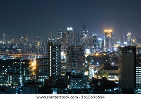 View of the modern night Bangkok city