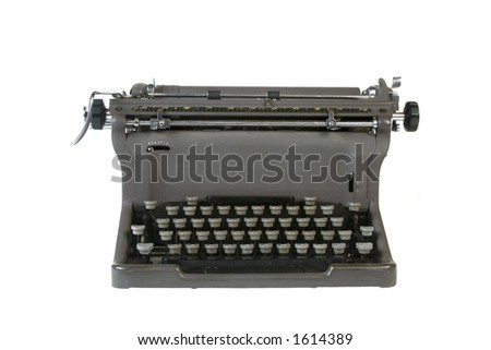 Antique typewriter isolated against white background