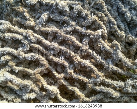 hemp fiber mesh in frost background texture