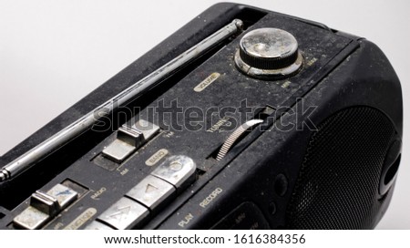 cassette recorder with radio on a white background