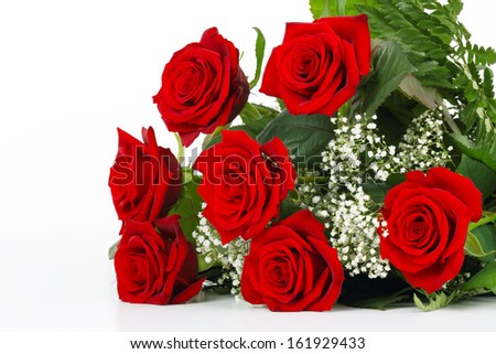 Red roses and gypsophila 