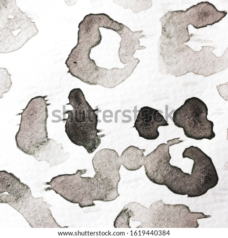 Watercolor Camouflage Design.  Spot Tile. Leopard Skin Print.  Monochrome and Greyscale Animal Camouflage Background. Large African Backdrop.  Hand Drawn Safari Surface. Leopard Abstract Texture.