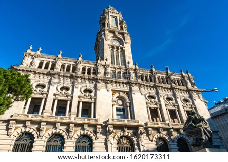 Porto Camara Municipal Town Hall Breathtaking Picturesque View on a Blue Sky Day in Winter