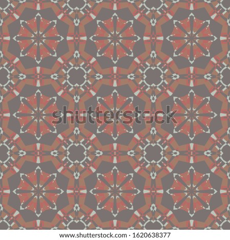Vintage backgrounds with geometric and floral elements. Retro seamless wallpaper pattern in red, brown and gray.