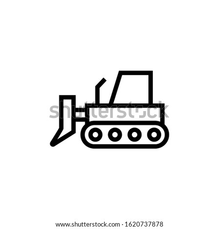 Bulldozer vector icon, Flat vector bulldozer icon symbol sign in outline, lineart style on white background