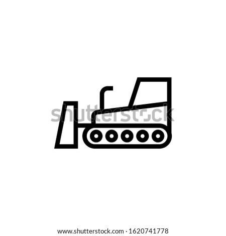 Bulldozer vector icon, Flat vector bulldozer icon symbol sign in outline, lineart style on white background