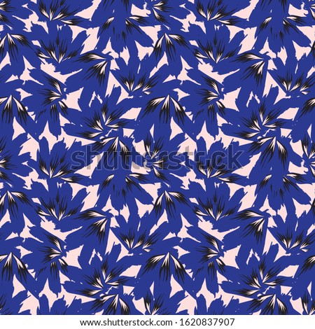 Abstract Brushstroke Floral seamless Pattern  - It is a tropical floral pattern suitable for fashion prints, swimwear, backgrounds, websites, wallpaper, crafts