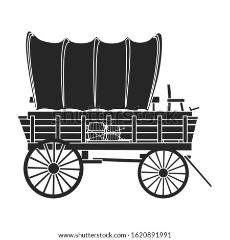 Wild west wagon vector icon.Black vector icon isolated on white background wild west wagon .
