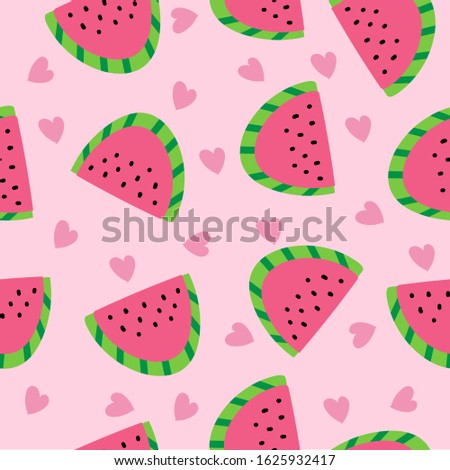 watermelon and heart pattern for background.Vector.