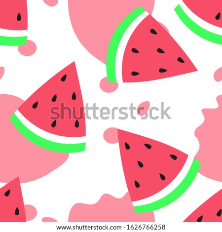 Seamless pattern of triangle slice of watermelon in minimal flat style. Cute summer background for print on paper or fabric. 