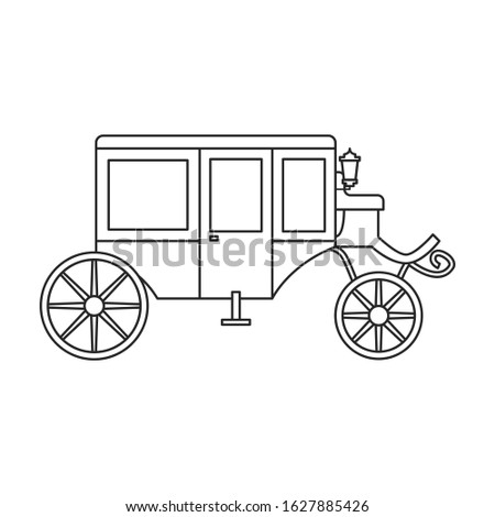 Retro brougham vector icon.Outline, line vector icon retro brougham isolated on white background.