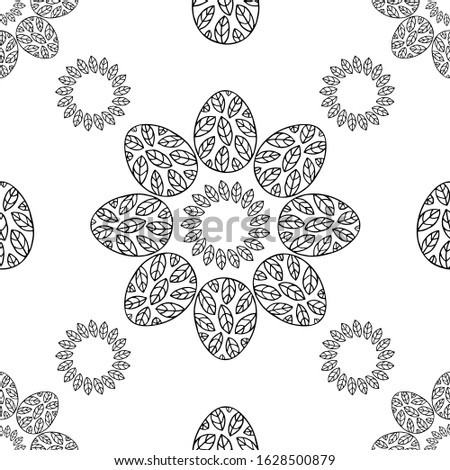 Seamless pattern with hand-drawn easter eggs doodles.