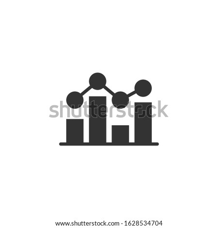 Chart graph icon in flat style. Arrow grow vector illustration on white isolated background. Analysis business concept.