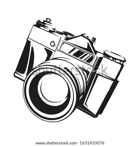 Vector illustration of photo camera, illustration isolated on white background