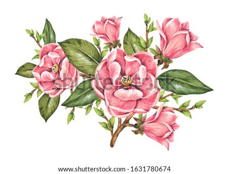Bouquet of flowers for the design of postcards and posters. Watercolor illustration isolated on white background.