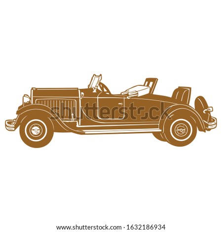 Vector retro hot rod, Car illustration, Vector car, Line art, Technology concept, Retro car, Vintage car.