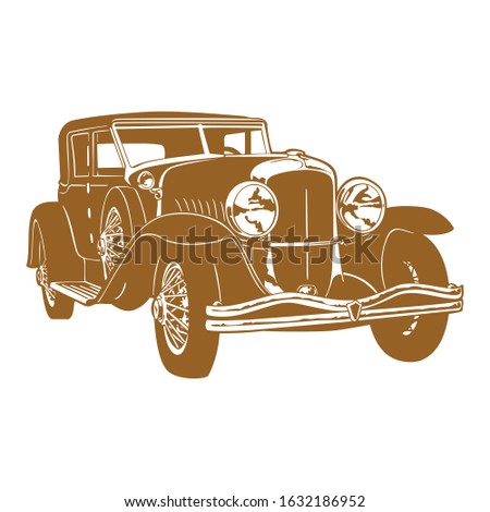 Vector retro hot rod, Car illustration, Vector car, Line art, Technology concept, Retro car, Vintage car.