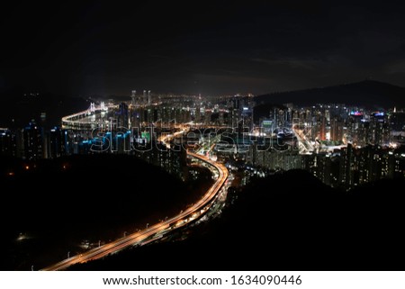 Korea Gwangan bridge in Busan city at night city.South Korea
