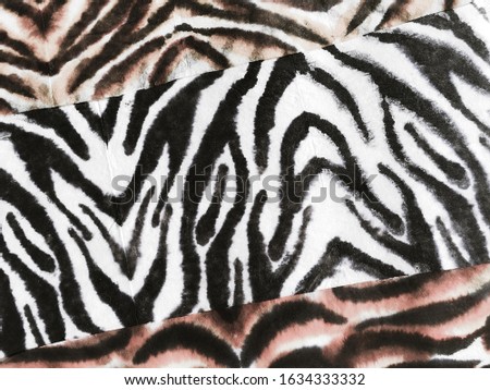 Zebra Skin Pattern. Fashion Cloth Print. Zebra Animal Pattern Texture. Animal Ornament Art. African Wild Background. Brown Jaguar Skin Pattern. White Tiger Colors Pattern